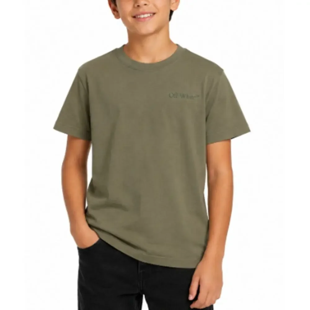 Off White Boys Army Green Scribble Graphic Basic Fit Tee Size 16